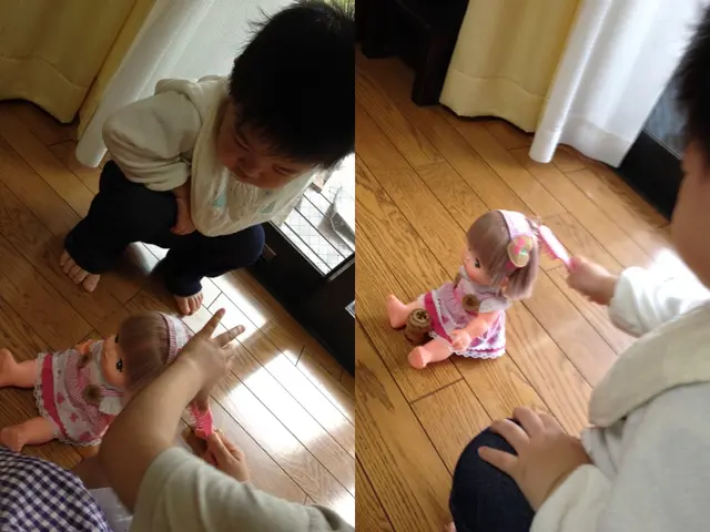 Cheyenne Oxknecht introduces Jimi Blue to join children's playtime activities.