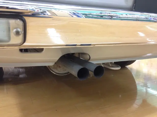 This picture is taken at the backside of the vehicle. In the center, there are two tubes.